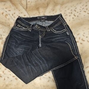 Silver Jeans Women's Dark Indigo Cropped Jeans